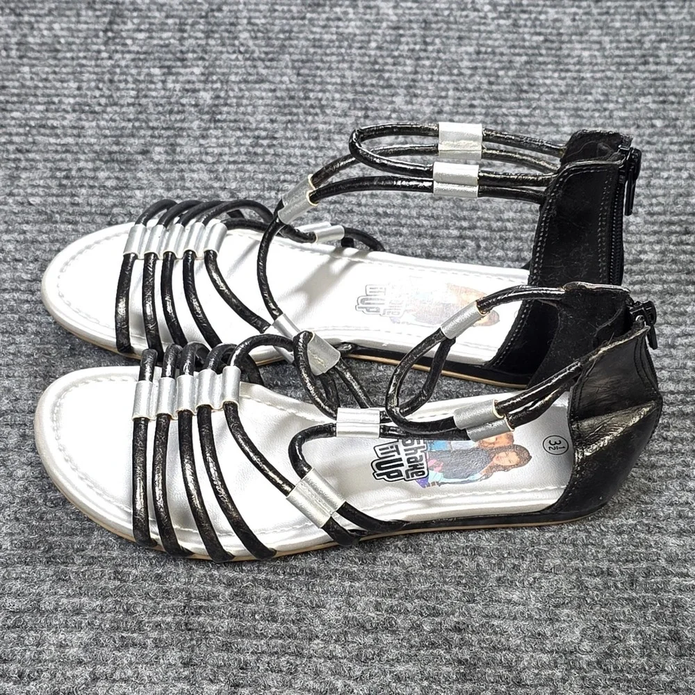Disney Shake It Up Gladiator Sandals Girl's Size 3.5 Black Silver Strappy Flat